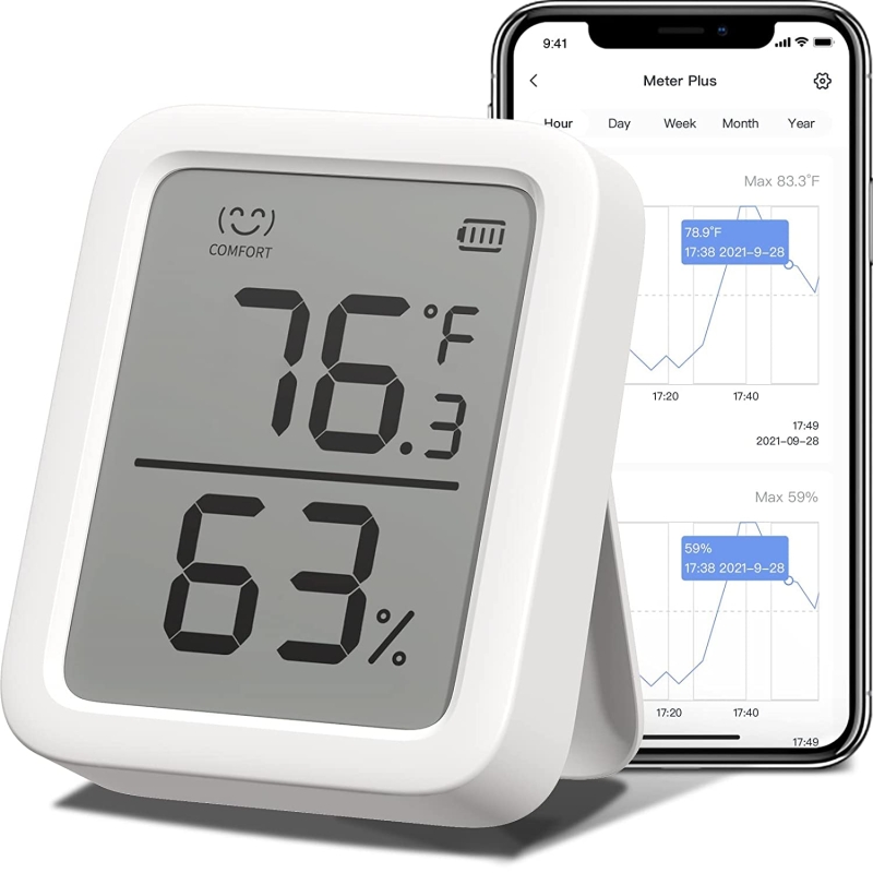 SwitchBot Thermometer Hygrometer, Bluetooth Indoor Humidity Meter for Home, Temperature Sensor with App Control, Large LCD Display, Notification Alerts, 2-Year Data Storage Export - Image 3
